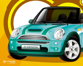 Small blue car yellow background - a yellow circle free wallpaper