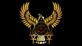 Golden clock wings triangle face - the middle of the image free wallpaper