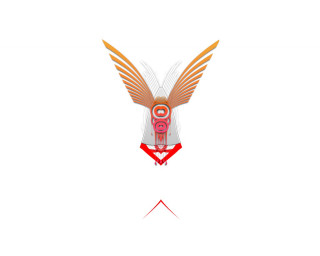 Bird wings red collar white 2 - ribbon free wallpaper