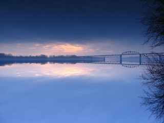 Bridge water dusk sky trees 5 - a sky background and trees free wallpaper for desktop