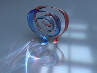Blue red abstract raytraced reflection - end free wallpaper