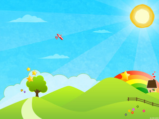 Cartoon rural landscape house plane 3 - rural free wallpaper