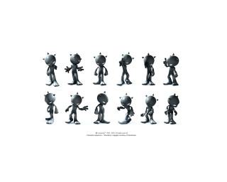Cartoon figures standing row poses - little free wallpaper for desktop