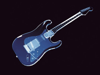 Blue electric guitar holography 3d - 3 d model free wallpaper