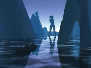 Person standing water rock reflection 3 - a reflection of them free wallpaper