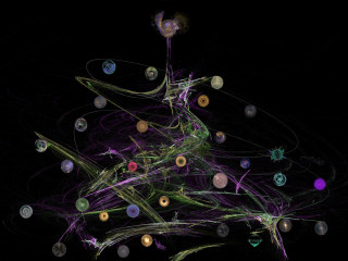 Colored circles black background image - an abstract painting free wallpaper