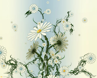 Daisies vase water droplets blue 2 - a painting of a bunch free wallpaper