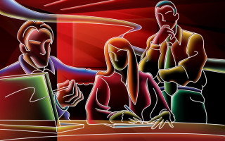 Man woman sitting table laptop 2 - a man and woman sitting free wallpaper