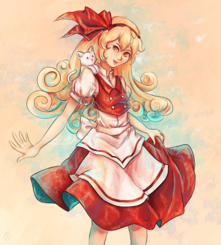 Girl holding cat arms cat - pop surrealism free wallpaper for tablet