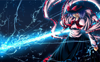 Woman hat sword blue energy - blue line free wallpaper