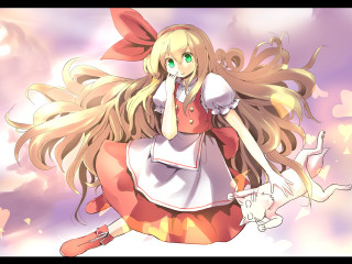 Girl long hair bow flying - long hair and a bow free wallpaper
