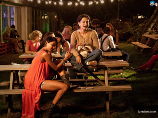 Picnic tables night park lights - free hearts wallpaper for desktop