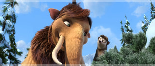 Woolly mammoth monkey snow trees - a cartoon picture free wallpaper for desktop