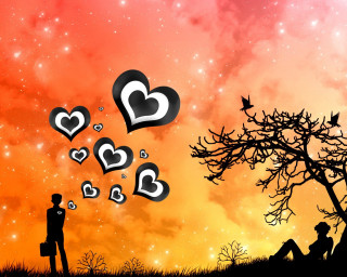 Couple tree hearts sky stars 2 - cyril rolando free wallpaper