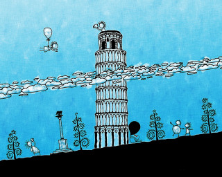 Tower sky background clouds drawing 3 - a kite free wallpaper