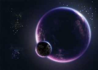 Purple planet black hole aurora - smaller free wallpaper for desktop