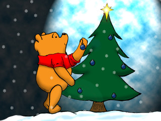 Cartoon bear christmas tree star - a red sweater free wallpaper for desktop