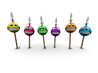 Colored balls faces knife group - desmond morris free wallpaper