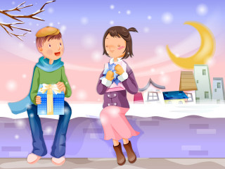 Boy girl bench gift moon 3 - a boy and a girl free wallpaper