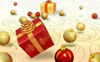 Red gift box gold bow 3 - art informel free wallpaper