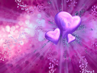 Two hearts pink background stars - the middle of the image free wallpaper