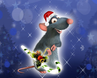 Cartoon mouse santa hat candy - a candy cane free wallpaper
