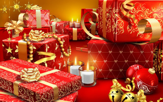 Presents table candles ornaments holiday 3 - a table together free wallpaper