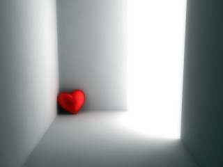 Heart shaped object white room - soft focus free wallpaper