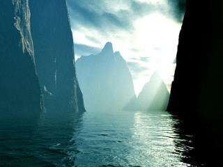 Lake mountain boat water sky - a mountain in the background and a boat free wallpaper