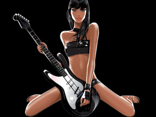 Woman bikini guitar black background 4 - a guitar free wallpaper