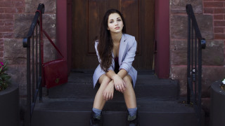 Woman sitting step door legs - brigette barrager free wallpaper