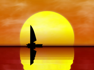 Sailboat silhouette sunset water reflection - a sailboat free wallpaper