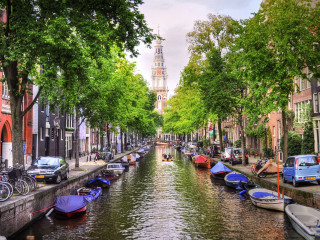Canal boats parked cars church - parked free wallpaper for desktop