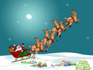 Santa claus sleigh reindeers snow - a santa claus sleigh free wallpaper