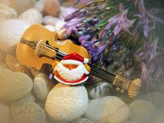 Violin santa toy rocks flowers 2 - folk art free wallpaper