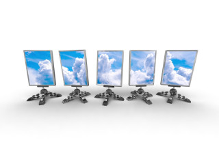 Monitors clouds white background black - a black frame free wallpaper