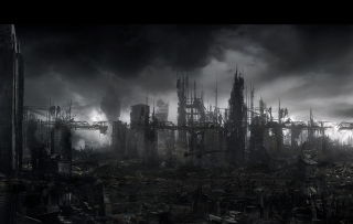 City tall buildings smoke clouds - lot free wallpaper for desktop