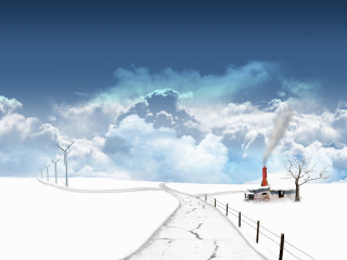 Road red light snow sky 4 - environmental art free wallpaper
