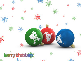 Three christmas ornaments snowflakes merry - a merry christmas message free wallpaper