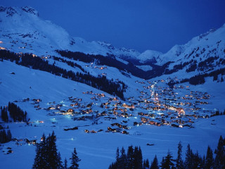 Snowy mountain town night lights 2 - andreas gursky free wallpaper for desktop