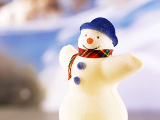 Snowman figurine blue hat scarf 2 - claymation free wallpaper