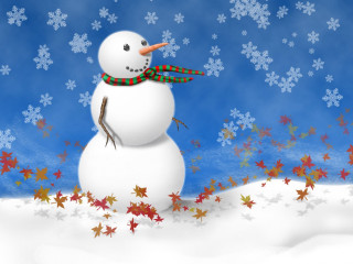 Snowman scarf hat stars blue - a snowman free wallpaper