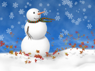 Snowman scarf hat snow stars - a snowman free wallpaper