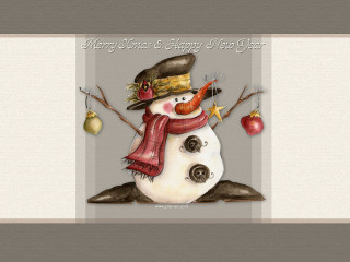 Snowman hat scarf carrot star - merry christmas free wallpaper