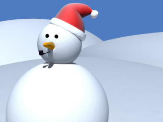 Snowman santa hat snow blue 3 - 3 d free wallpaper