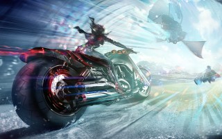 Futuristic motorcycle woman riding shark - a futuristic motorcycle free wallpaper