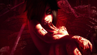 Woman blood hands chest body - gapmoe yandere grimdark free wallpaper