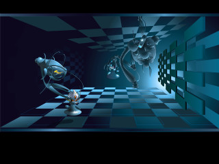 Cartoon character chess game checkered - a surrealist painting free wallpaper