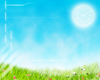 Clock blue sky grass flowers 2 - the foreground free wallpaper