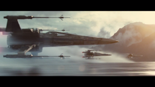 Star wars force awakens fighter - the background and a mountain in the distance free wallpaper